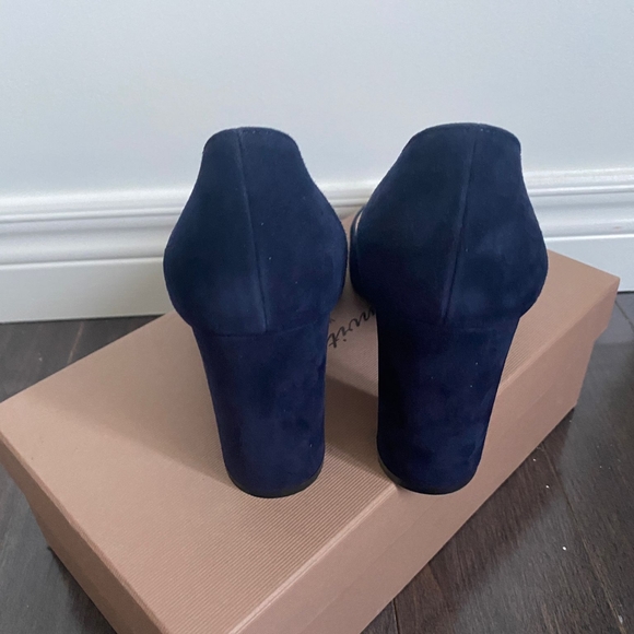 Gianvito Rossi Piper 85 Blue Suede Block Heels - Picture 5 of 8
